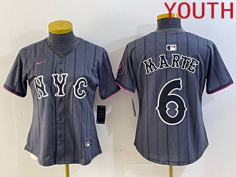 Youth New York Mets 6 Marte Black City Edition 2024 Nike MLB Jersey style 1